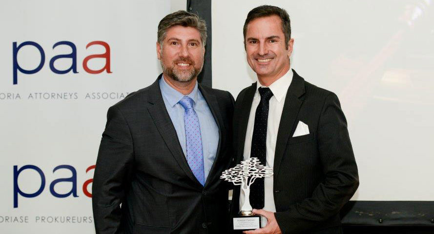 Pictured from left to right: Mr Tiaan Joubert, current Chairperson of the PAA (2018/2019) and Dr Llewelyn Curlewis. Photo: Provided by the PAA